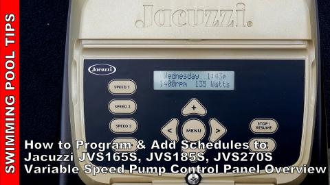 Jacuzzi JVS165S, JVS185S & JVS270S Variable Speed Pump Control Panel Set Up and Programming Video