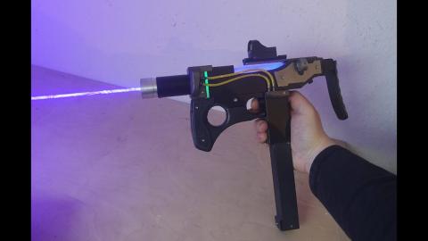 Laser Uzi Custom Build, 7W laser burning test