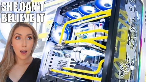 SHE Needed a New Gaming PC! - O11 XL Minions Themed Water Cooled PC