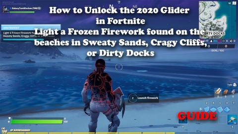 Fortnite - How to Unlock the 2020 Glider - Light a Frozen Firework in Different Locations Challenge