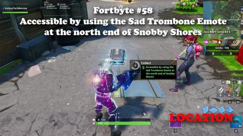 Fortbyte #58 - Accessible by using the Sad Trombone Emote at the north end of Snobby Shores