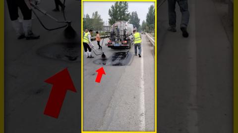 Why Are They Spraying Black Liquid On Road!! ????????#yt #new #youtubeshorts #construction