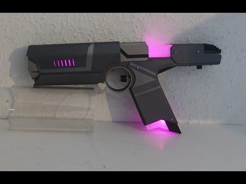 Cyberpunk Retro Scifi custom lasergun demonstration