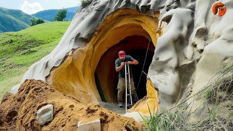 Man Digs Hole in the Mountain and Turns It into a Secret Bunker By @AlexBushcraftmyWorld