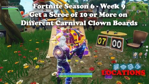 "Get a Score of 10 or More on Different Carnival Clown Boards" ALL LOCATIONS - Fortnite Challenge