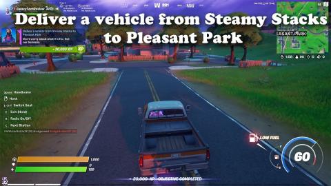 Deliver a vehicle from Steamy Stacks to Pleasant Park - Week 2 Epic Quest