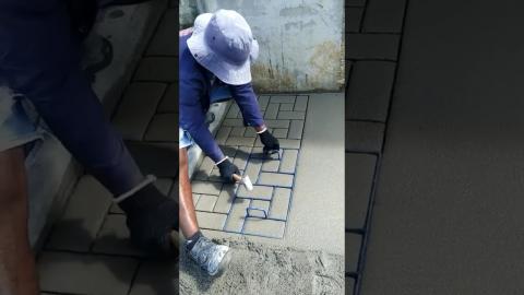 Iron Stamping Of Concrete A Satisfying Experience????????????????#satisfying #tools  #shorts