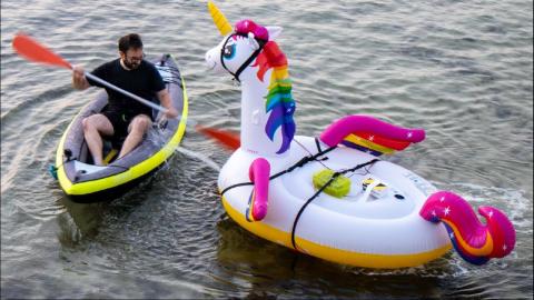 GIANT RC UNICORN ATTACKS KAYAKER