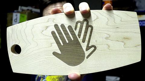 Highfive Cutting Board for Mother's Day using Inventables Carvey & Full Spectrum Muse!