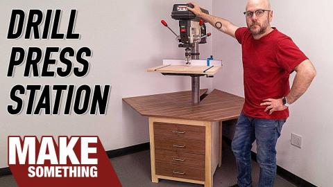 How to make a Drill Press Station with Fence and Storage