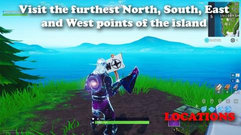 Visit the furthest North, South, East and West points on the island (Fortnite - Season 8 Week 2)