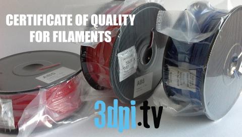 Certificate of Quality for Your 3D Printing Filament