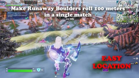 Make Runaway Boulders roll 100 meters in a single match EASY LOCATION