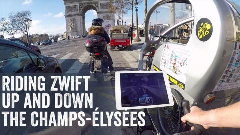 Riding Zwift Down The Champs-Élysées in Real Life