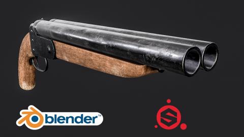 Speed Modelling a Double Barrelled Shotgun [Blender + Substance Painter]