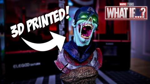 3D Printed Zombie Captain America Bust - Marvel What If...?