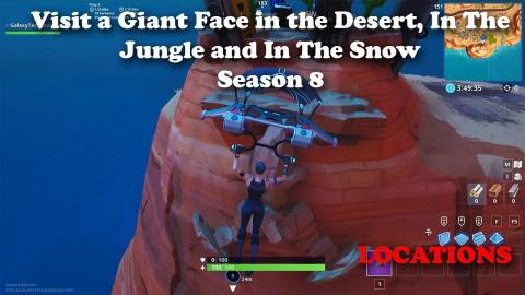 Visit a Giant Face in the Desert, In The Jungle and In The Snow - Fortnite Season 8