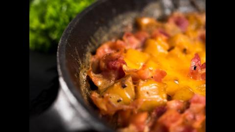 Cast Iron Cheese and Bacon Potatoes