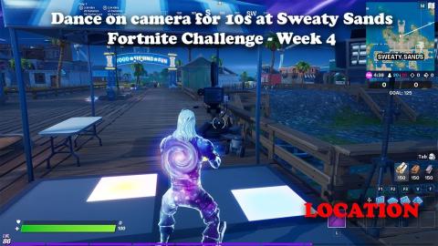 Dance on camera for 10s at Sweaty Sands - Fortnite Week 4 Challenge LOCATION
