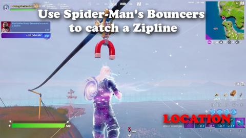 Use Spider-Man's Bouncers to catch a Zipline Location