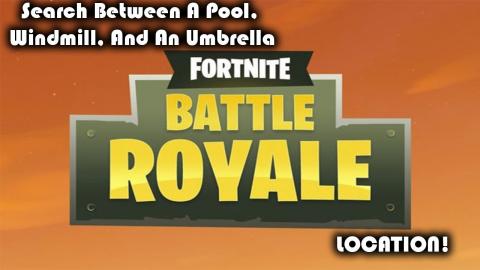 Fortnite Season 3 - Week 2 Challenge - Search Between A Pool, Windmill, And An Umbrella Location