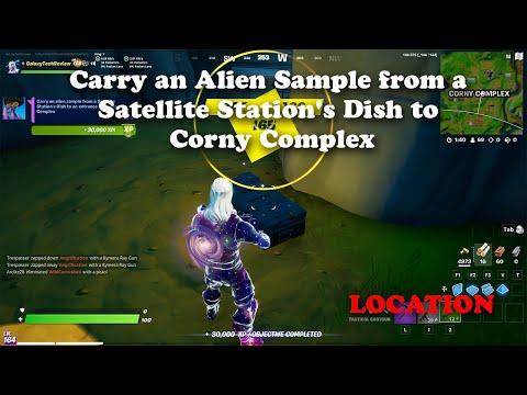 Carry an Alien Sample from a Satellite Station's Dish to Corny Complex Location - Fortnite