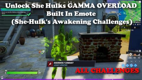 Fortnite - Unlock She Hulk's Gamma Overload Built In Emote (ALL She Hulk's Awakening Challenges)