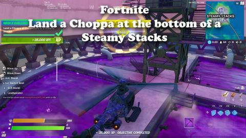 Land a Choppa at the bottom of a Steamy Stacks - Fortnite