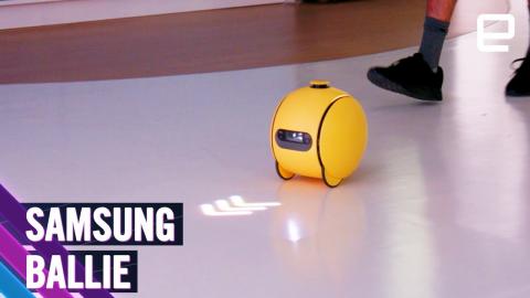 Samsung's Ballie robot ball showed up at CES 2024 with a new look and a built-in projector
