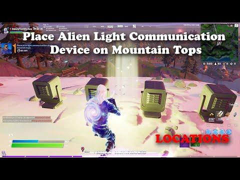 Place Alien Light Communication Device on Mountain Tops Locations - Fortnite