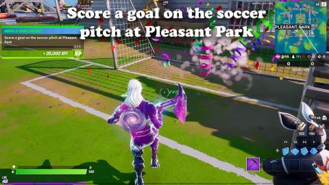 Score a goal on the soccer pitch at Pleasant Park - Be Nice, Wait your turn!