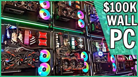 $100K High end CUSTOM Wall PC Build - The Craziest Water Cooled PC Builds Computex 2018