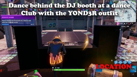 Dance behind the DJ booth at a night club with the YOND3R outfit LOCATION