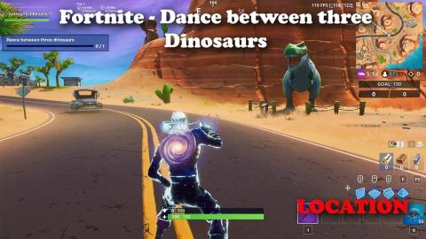 Fortnite - Dance between three Dinosaurs Location