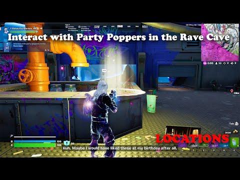 Interact with Party Poppers in the Rave Cave LOCATIONS