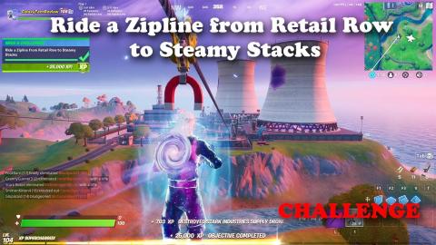 Ride a Zipline from Retail Row to Steamy Stacks - Fortnite Week 6 Challenge