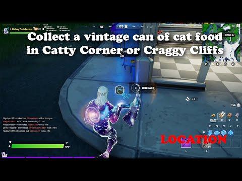 Collect a vintage can of cat food in Catty Corner or Craggy Cliffs - LOCATION