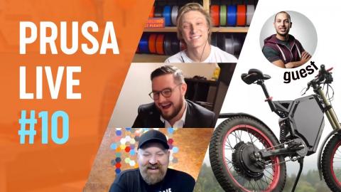 PRUSA LIVE #10 - guest Ladislav Jecminek (3D printed e-bikes!), lights contest,  fw 3.9.1 and Q/A