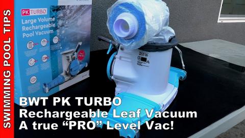 BWT PK Turbo Heavy-Duty Large Volume Rechargeable Pool Leaf Vacuum with a 75 Minute Run-Time!