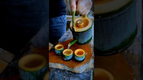 Satisfying Bamboo Teapot Set By An Artisan #satisfying #diy #woodworking #shorts