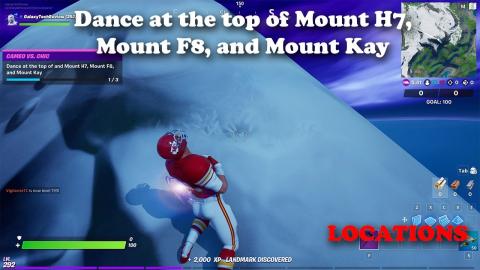 Dance at the top of Mount H7, Mount F8 and Mount Kay - LOCATIONS