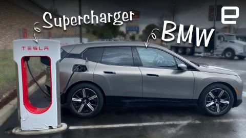 We charged a BMW at the Tesla Supercharger!