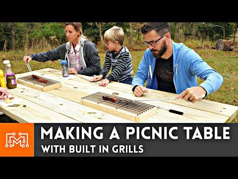 Making Picnic Tables with Built In Grills // Woodworking & Outdoors