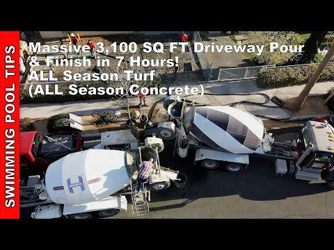 Massive 3,100 Square Feet Driveway Pour in 7 Hours! All Season Turf/Concrete Step by Step Video