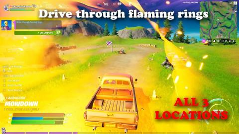 Drive through flaming rings - ALL 3 LOCATIONS