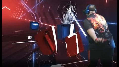 Oculus Quest Mixed Reality - Beat Saber- Uprising on Hard **Nearly Flawless**