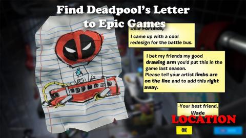 Find Deadpool's Letter to Epic Games - LOCATION