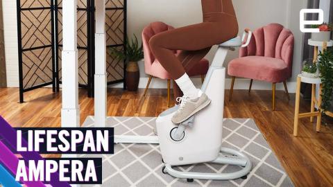 LifeSpan Ampera hands-on at CES 2024: A standing desk bike that can charge your phone