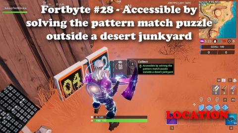 Fortbyte #28 - Accessible by solving the pattern match puzzle outside a desert junkyard LOCATION