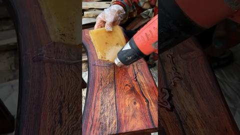 What Happen When You Add Wax On RAW Wood????????????????#satisfying #shortvideo #shorts